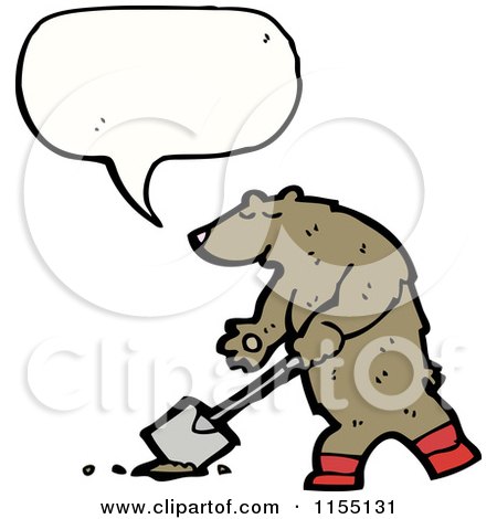 Cartoon of a Talking Bear Digging - Royalty Free Vector Illustration by lineartestpilot
