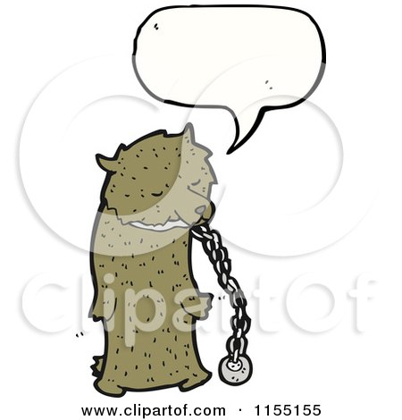 Cartoon of a Talking Bear in Chains - Royalty Free Vector Illustration by lineartestpilot