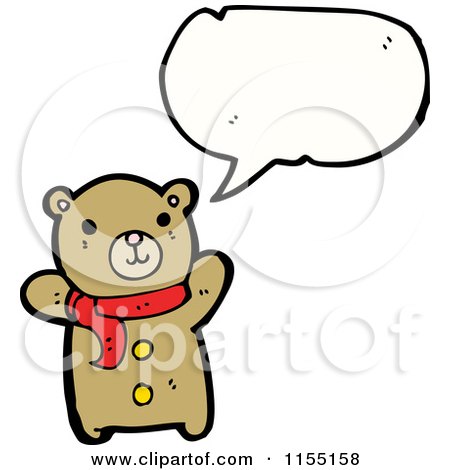 Cartoon of a Talking Bear in a Scarf - Royalty Free Vector Illustration by lineartestpilot