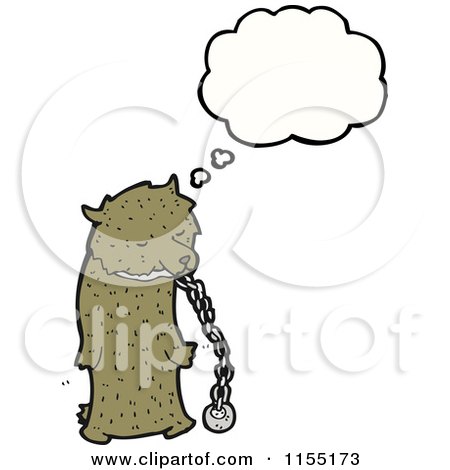 Cartoon of a Thinking Bear in Chains - Royalty Free Vector Illustration by lineartestpilot