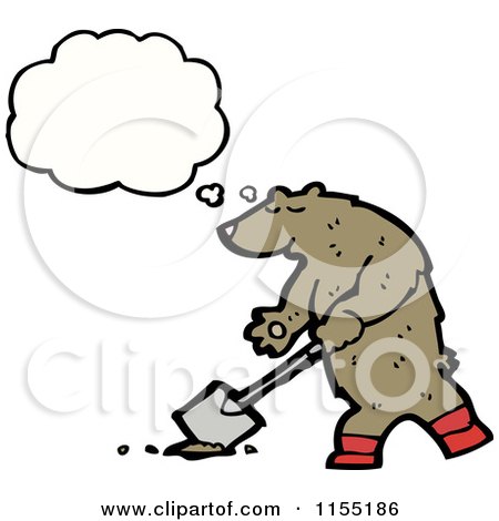 Cartoon of a Thinking Digging Bear - Royalty Free Vector Illustration by lineartestpilot
