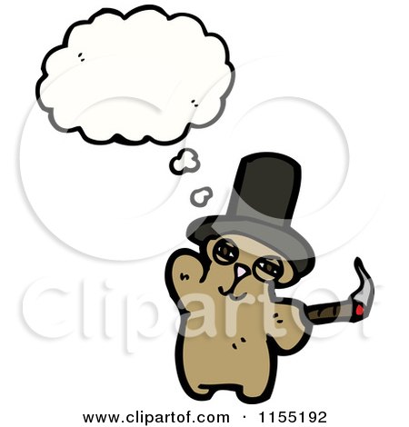Cartoon of a Thinking Bear Smoking a Cigar - Royalty Free Vector Illustration by lineartestpilot