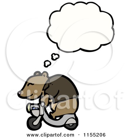 Cartoon of a Thinking Bear on a Scooter - Royalty Free Vector Illustration by lineartestpilot