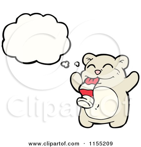 Cartoon of a Thinking Bear Eating a Christmas Stocking - Royalty Free Vector Illustration by lineartestpilot