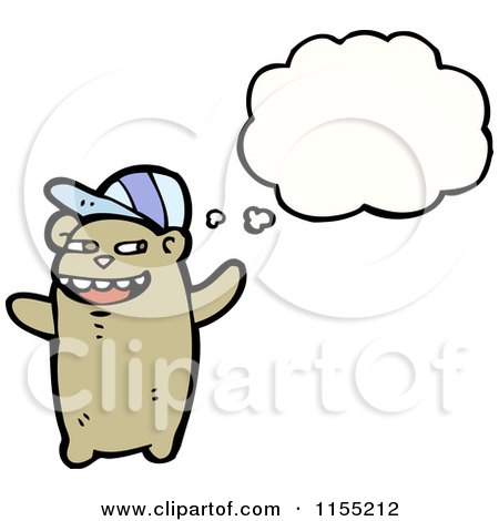 Cartoon of a Thinking Bear Wearing a Hat - Royalty Free Vector Illustration by lineartestpilot