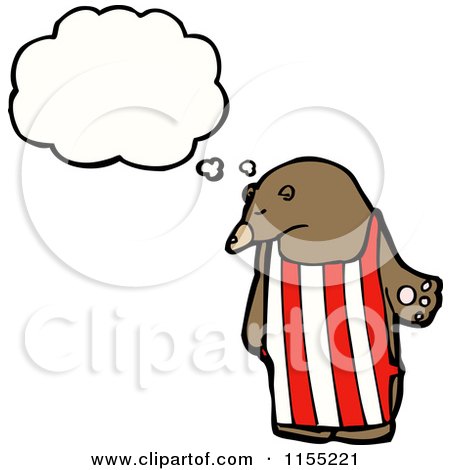 Cartoon of a Thinking Bear Wearing an Apron - Royalty Free Vector Illustration by lineartestpilot