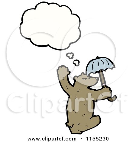 Cartoon of a Thinking Bear with an Umbrella - Royalty Free Vector Illustration by lineartestpilot