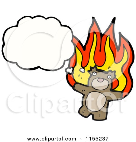 Cartoon of a Thinking Bear with Flames - Royalty Free Vector Illustration by lineartestpilot