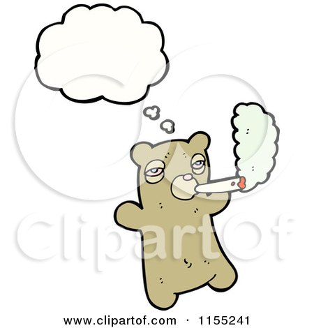 Cartoon of a Thinking Bear Smoking - Royalty Free Vector Illustration by lineartestpilot