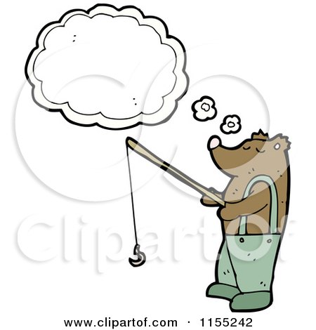 Cartoon of a Thinking Fishing Bear - Royalty Free Vector Illustration by lineartestpilot