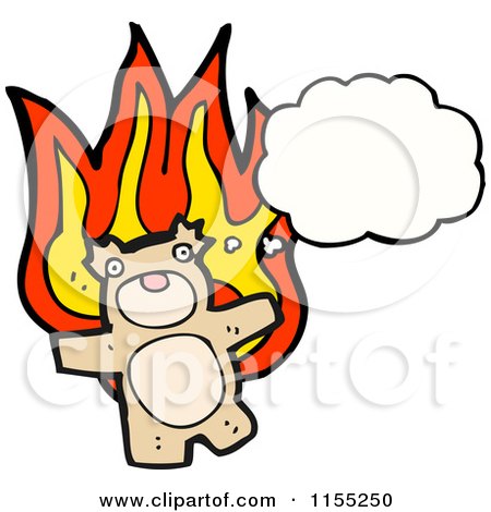 Cartoon of a Thinking Bear with Flames - Royalty Free Vector Illustration by lineartestpilot