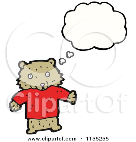 Cartoon of a Thinking Bear Wearing a Shirt - Royalty Free Vector Illustration by lineartestpilot