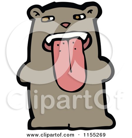 Cartoon of a Bear Hanging Its Tongue out - Royalty Free Vector Illustration by lineartestpilot