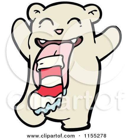 Cartoon of a Bear Eating a Christmas Stocking - Royalty Free Vector Illustration by lineartestpilot