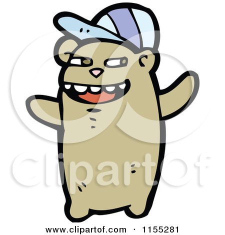 Cartoon of a BEAr Wearing a Hat - Royalty Free Vector Illustration by lineartestpilot