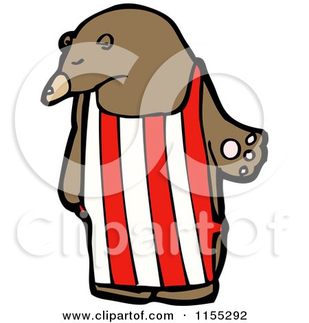 Cartoon of a BEAr Wearing an Apron - Royalty Free Vector Illustration by lineartestpilot