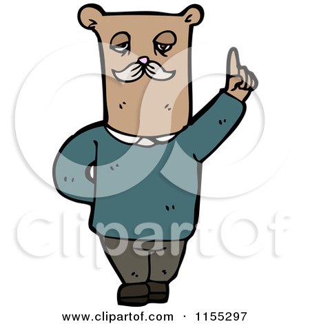 Cartoon of a Bear Holding up a Finger - Royalty Free Vector Illustration by lineartestpilot