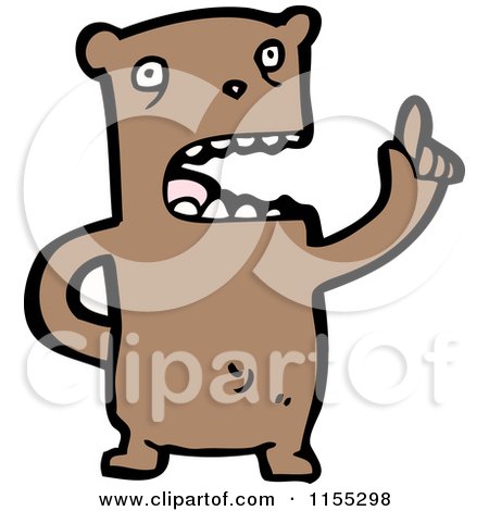 Cartoon of a Bear Holding up a Finger - Royalty Free Vector Illustration by lineartestpilot