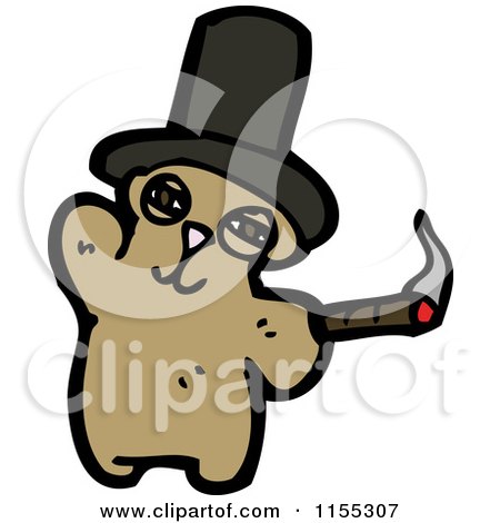 Cartoon of a Bear with a Top Hat and Cigar - Royalty Free Vector Illustration by lineartestpilot