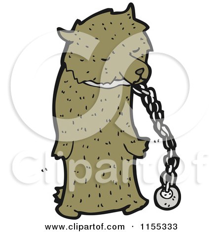 Cartoon of a Bear in Chains - Royalty Free Vector Illustration by lineartestpilot