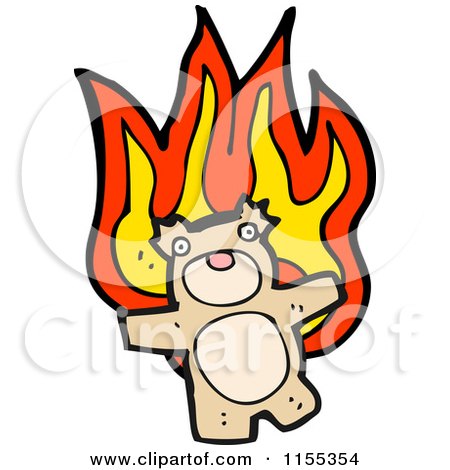Cartoon of a Bear with Flames - Royalty Free Vector Illustration by lineartestpilot