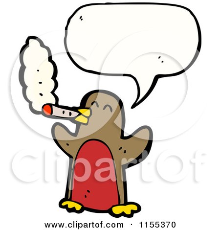 Cartoon of a Talking Smoking Robin - Royalty Free Vector Illustration by lineartestpilot