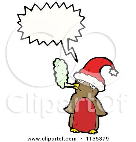 Cartoon of a Talking Smoking Christmas Robin - Royalty Free Vector Illustration by lineartestpilot