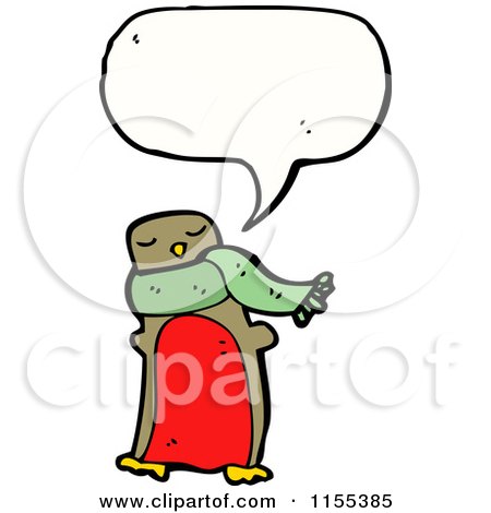 Cartoon of a Talking Robin Wearing a Scarf - Royalty Free Vector Illustration by lineartestpilot