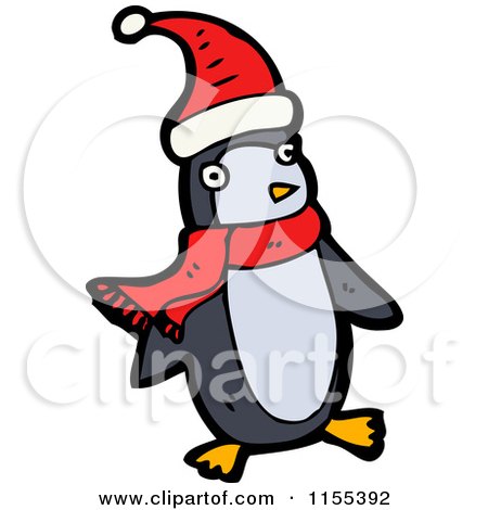 Cartoon of a Christmas Penguin - Royalty Free Vector Illustration by lineartestpilot