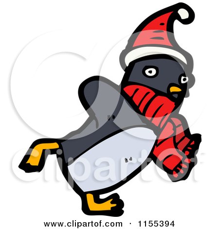 Cartoon of a Christmas Penguin - Royalty Free Vector Illustration by lineartestpilot