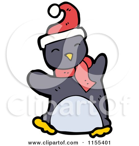 Cartoon of a Christmas Penguin - Royalty Free Vector Illustration by lineartestpilot