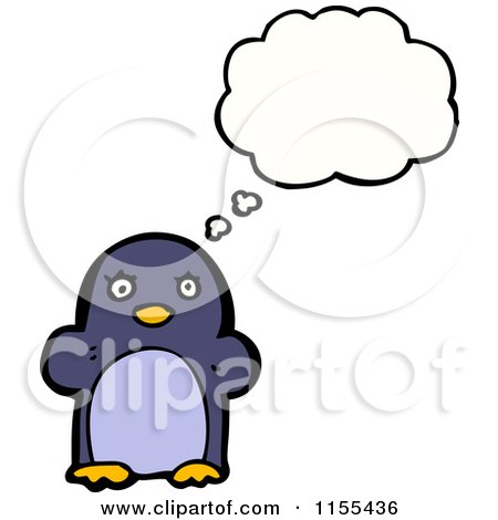 Cartoon of a Thinking Penguin - Royalty Free Vector Illustration by lineartestpilot