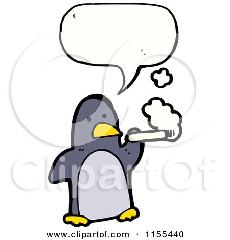 Cartoon of a Talking Smoking Penguin - Royalty Free Vector Illustration by lineartestpilot