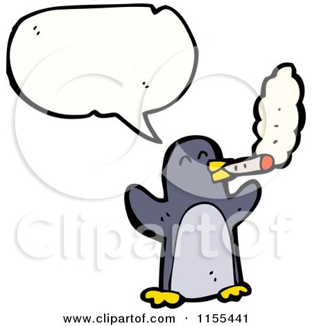 Cartoon of a Talking Smoking Penguin - Royalty Free Vector Illustration by lineartestpilot