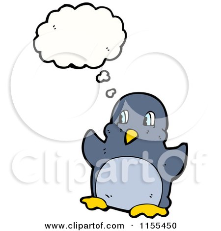 Cartoon of a Thinking Penguin - Royalty Free Vector Illustration by lineartestpilot