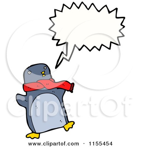 Cartoon of a Talking Penguin Wearing a Scarf - Royalty Free Vector Illustration by lineartestpilot