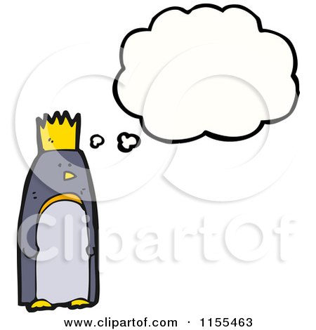 Cartoon of a Thinking King Penguin - Royalty Free Vector Illustration by lineartestpilot