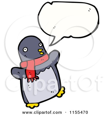 Cartoon of a Talking Penguin Wearing a Scarf - Royalty Free Vector Illustration by lineartestpilot