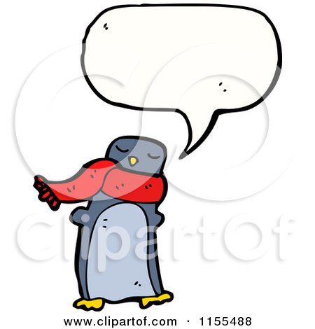 Cartoon of a Talking Penguin Wearing a Scarf - Royalty Free Vector Illustration by lineartestpilot
