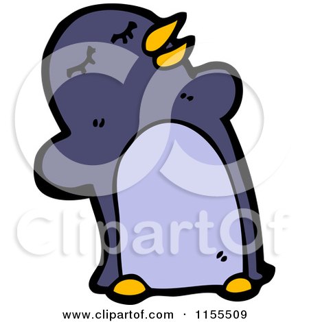 Cartoon of a Purple Penguin - Royalty Free Vector Illustration by lineartestpilot