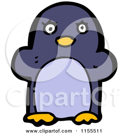 Cartoon of a Purple Penguin - Royalty Free Vector Illustration by lineartestpilot