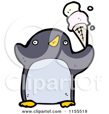 Cartoon of a Penguin with Ice Cream - Royalty Free Vector Illustration by lineartestpilot