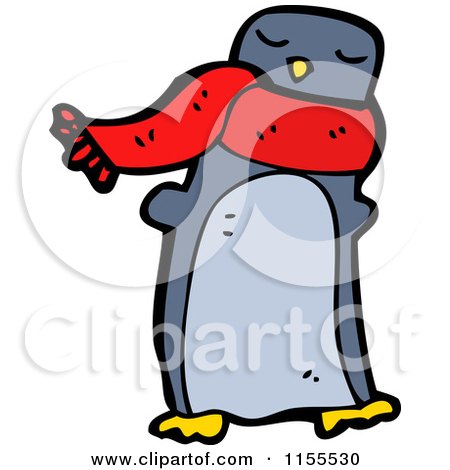 Cartoon of a Penguin Wearing a Scarf - Royalty Free Vector Illustration by lineartestpilot