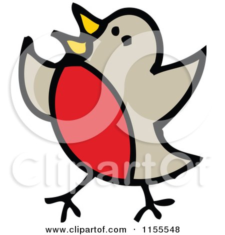 Cartoon of a Robin Bird - Royalty Free Vector Illustration by lineartestpilot