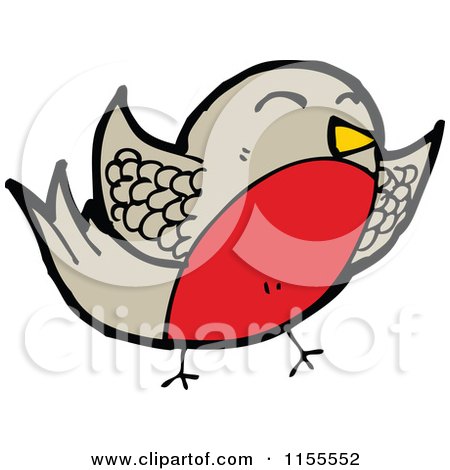 Cartoon of a Robin Bird - Royalty Free Vector Illustration by lineartestpilot