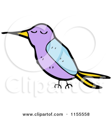 Cartoon of a Purple Hummingbird - Royalty Free Vector Illustration by lineartestpilot