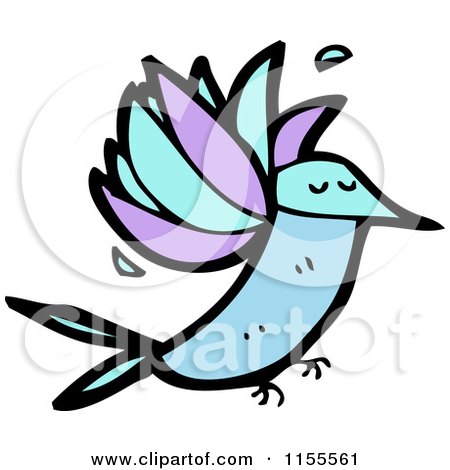 Cartoon of a Blue Hummingbird - Royalty Free Vector Illustration by lineartestpilot