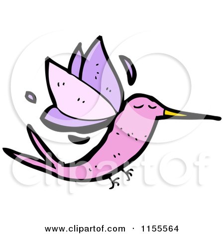 Cartoon of a Pink Hummingbird - Royalty Free Vector Illustration by lineartestpilot