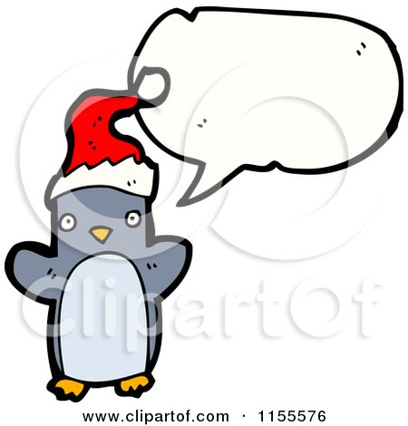 Cartoon of a Talking Christmas Penguin - Royalty Free Vector Illustration by lineartestpilot