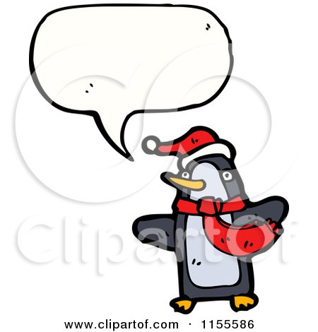 Cartoon of a Talking Christmas Penguin - Royalty Free Vector Illustration by lineartestpilot